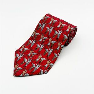 ⚜️ Crooks & Creed ⚜️ London 100% SILK Red Golf Patterned Men's Neck Tie NWT